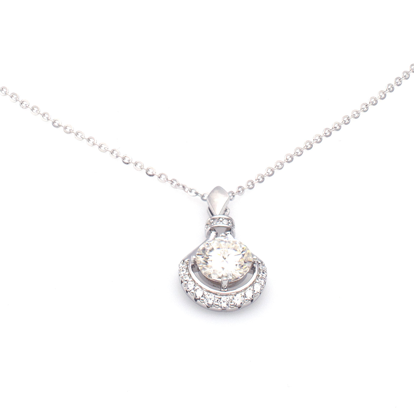 Sparkling Silver Teardrop Necklace