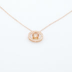 Floating Gem Circle Pendant Necklace in Rose Gold