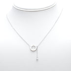Modern Circle Drop Lariat Necklace in Sterling Silver