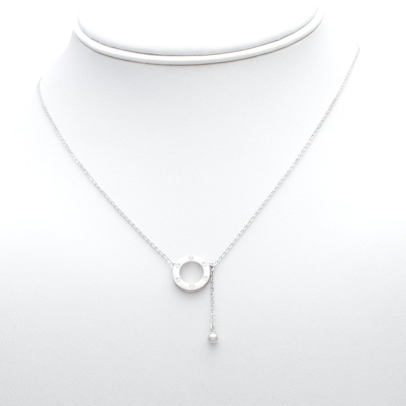 Modern Circle Drop Lariat Necklace in Sterling Silver