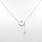 Modern Circle Drop Lariat Necklace in Sterling Silver