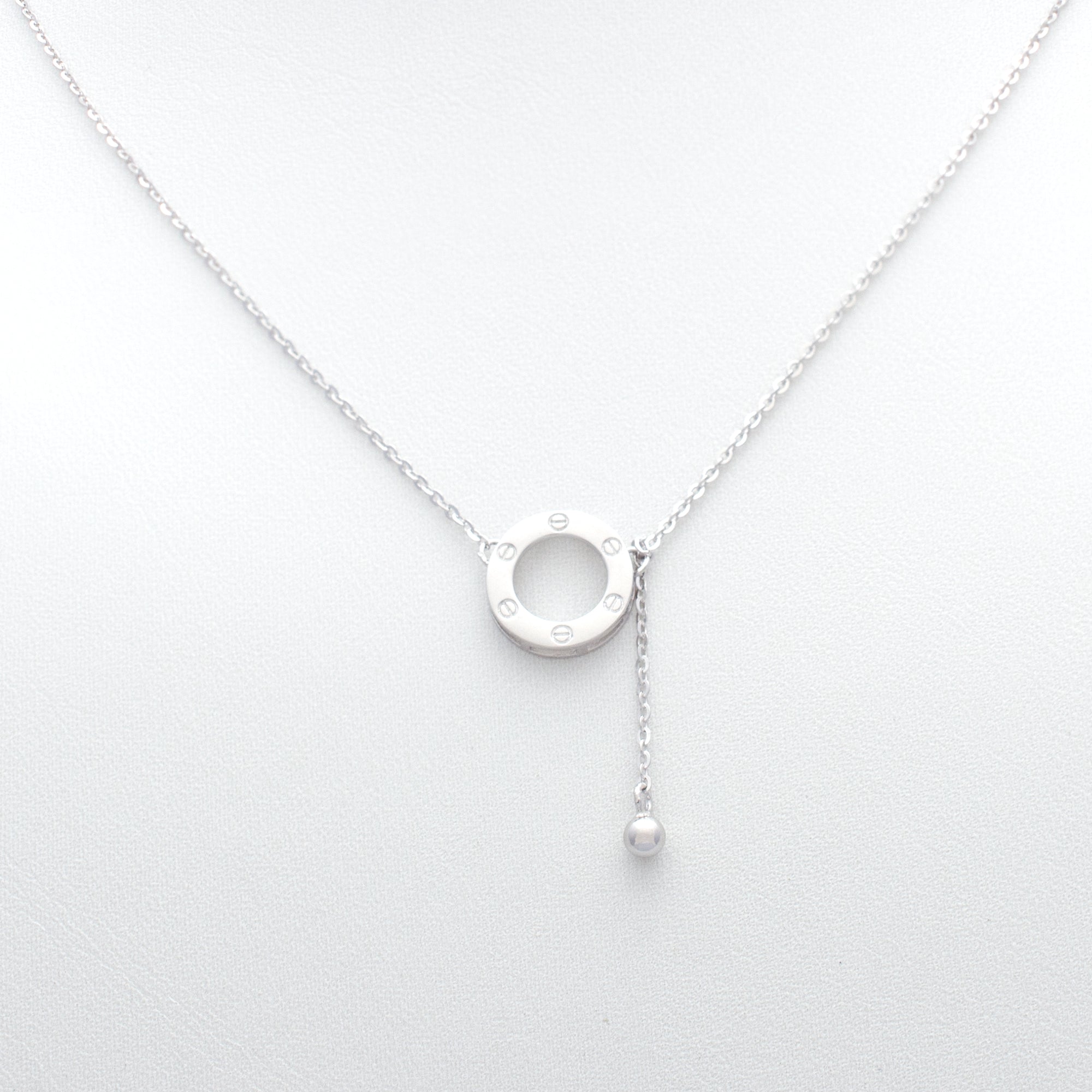 Modern Circle Drop Lariat Necklace in Sterling Silver