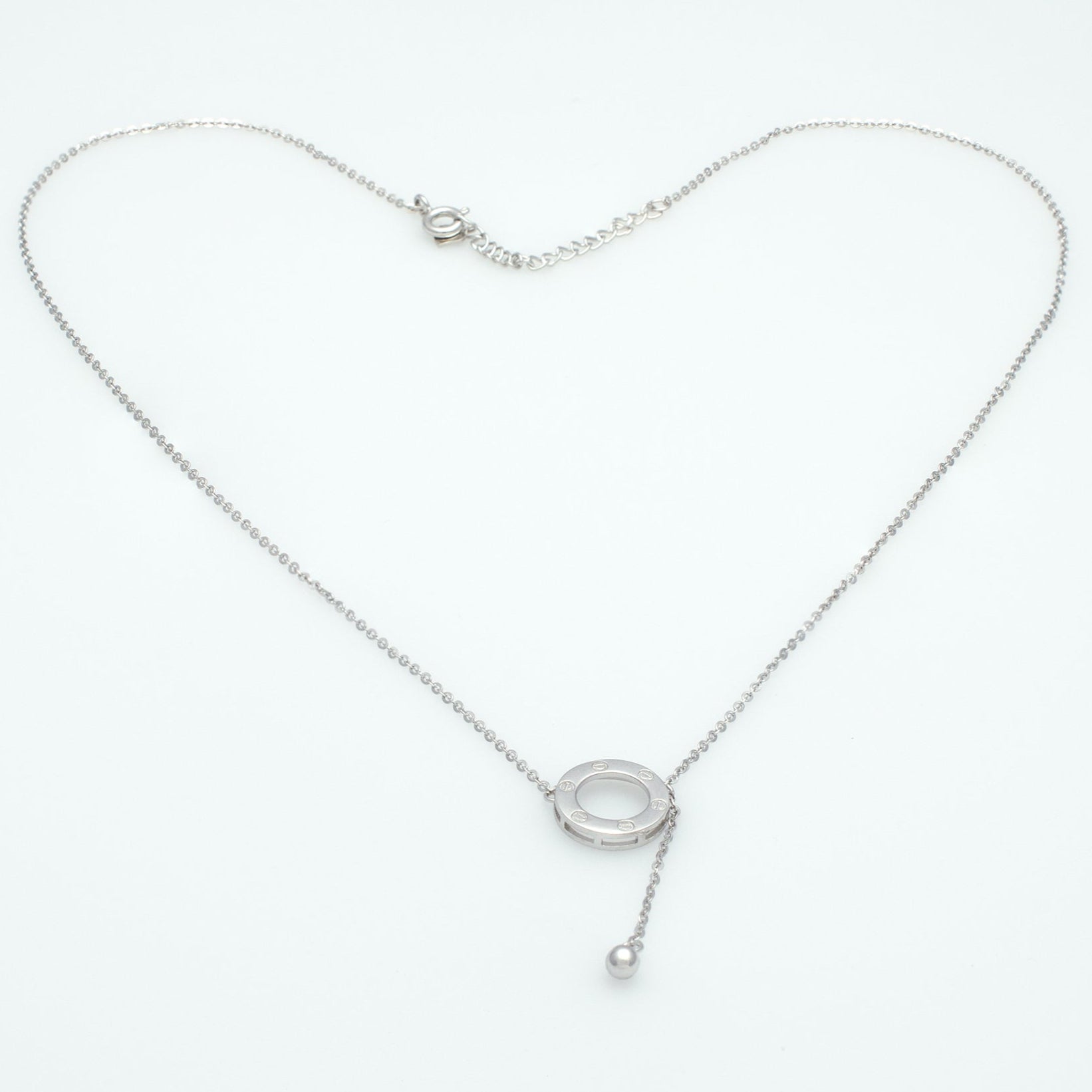 Modern Circle Drop Lariat Necklace in Sterling Silver