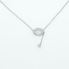 Modern Circle Drop Lariat Necklace in Sterling Silver