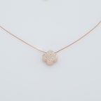 Pavé Clover Pendant Necklace in Rose Gold