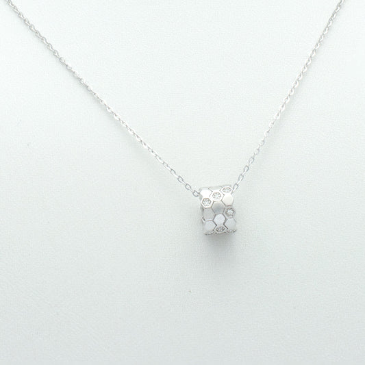 Hexagon Barrel Pendant Necklace in Sterling Silver
