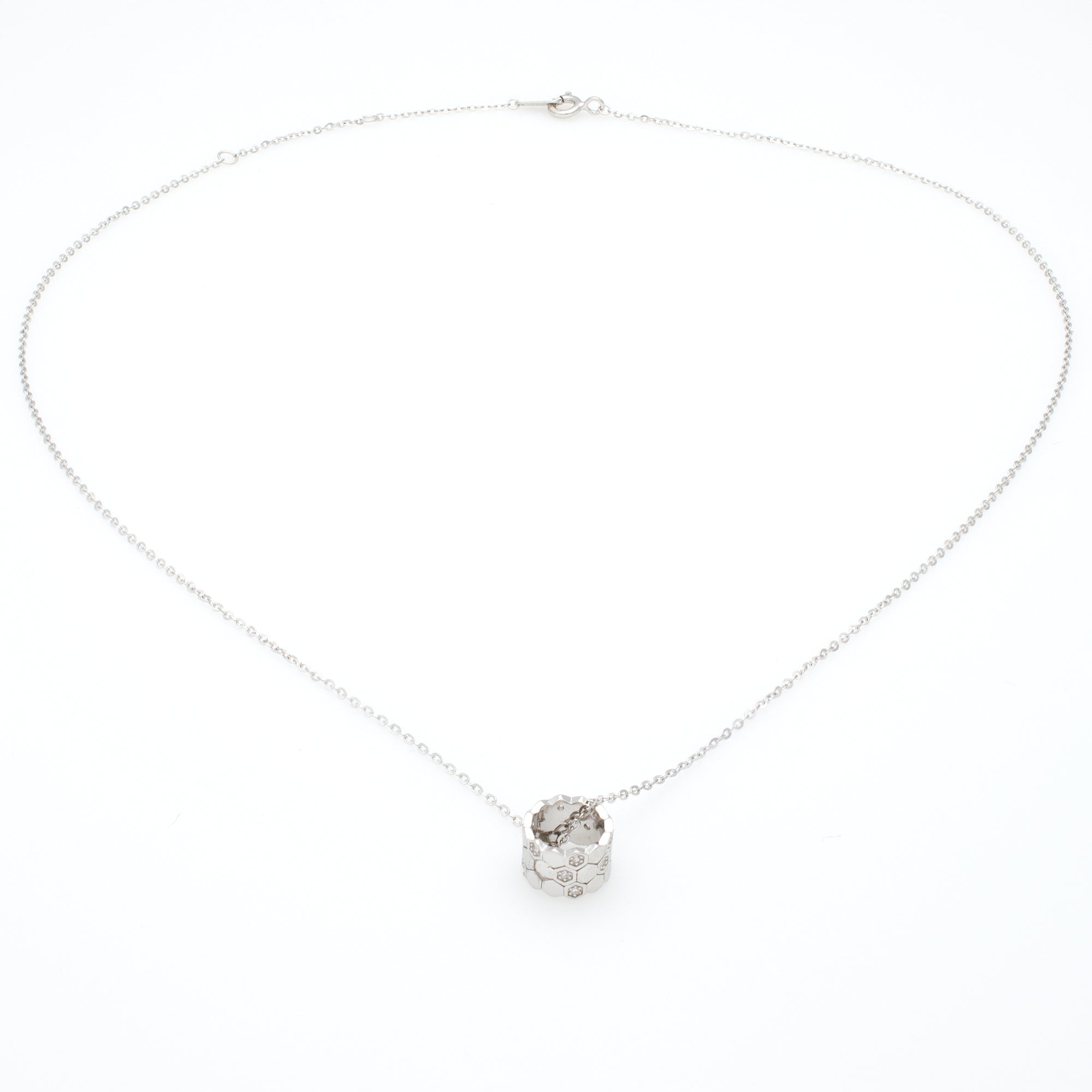 Hexagon Barrel Pendant Necklace in Sterling Silver