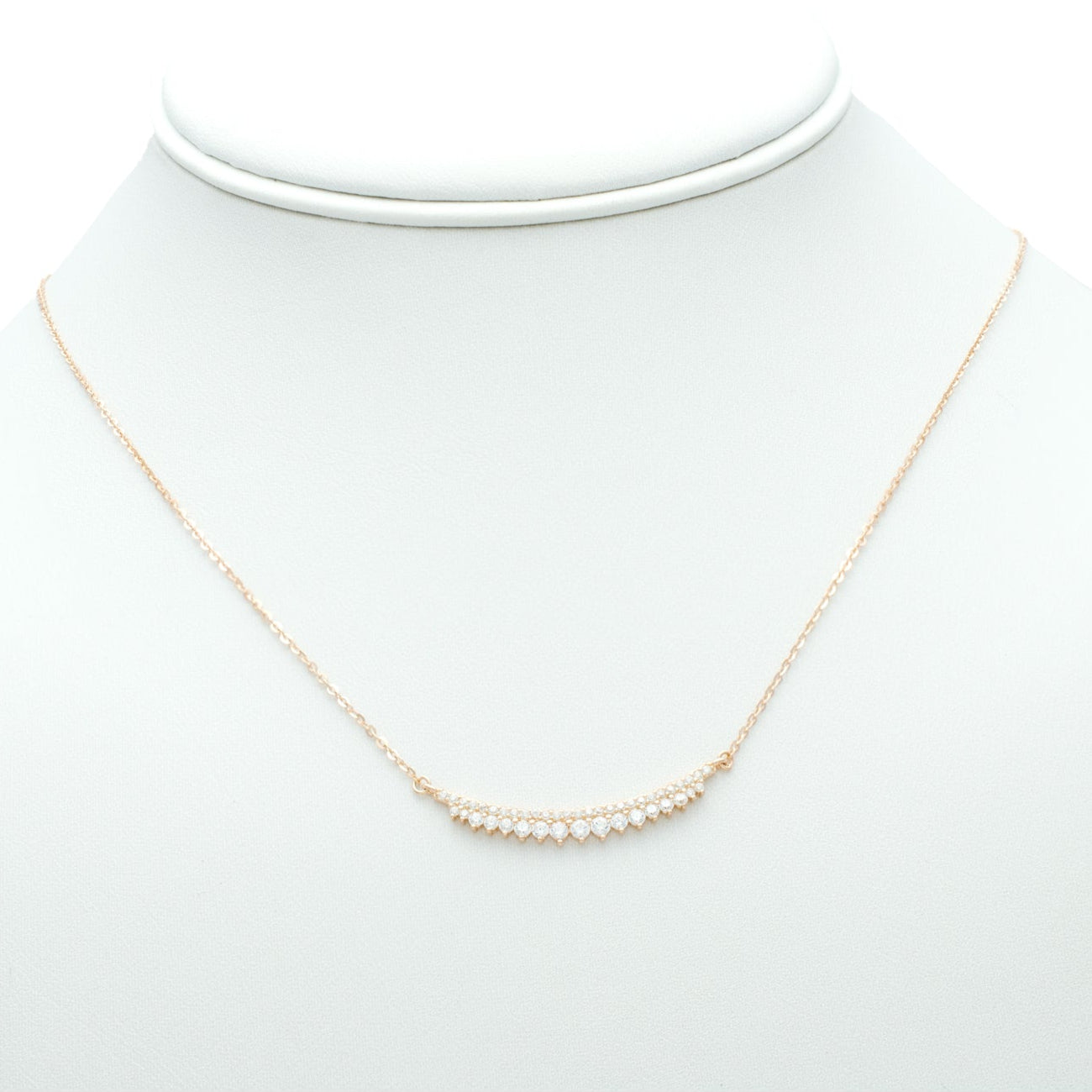 Cubic Zirconia Bar Necklace in Rose Gold Plated Silver