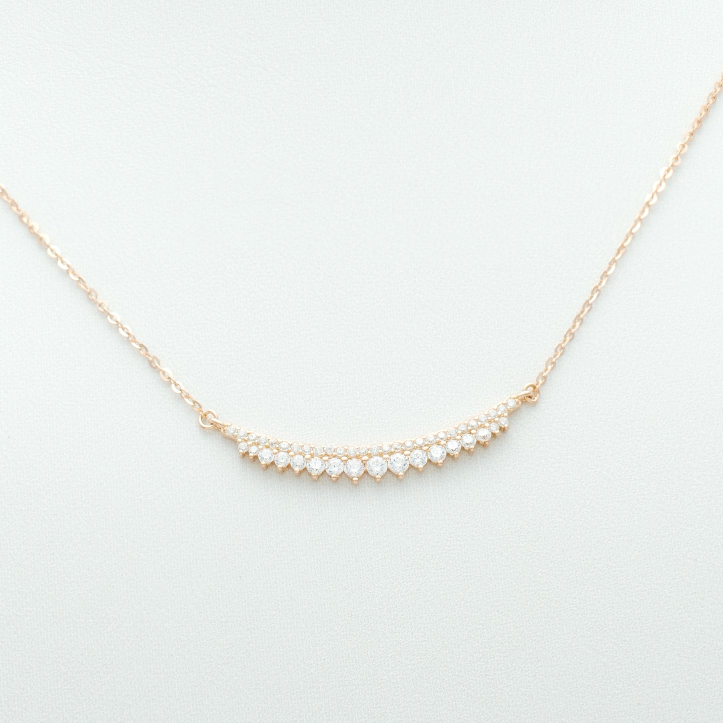 Cubic Zirconia Bar Necklace in Rose Gold Plated Silver