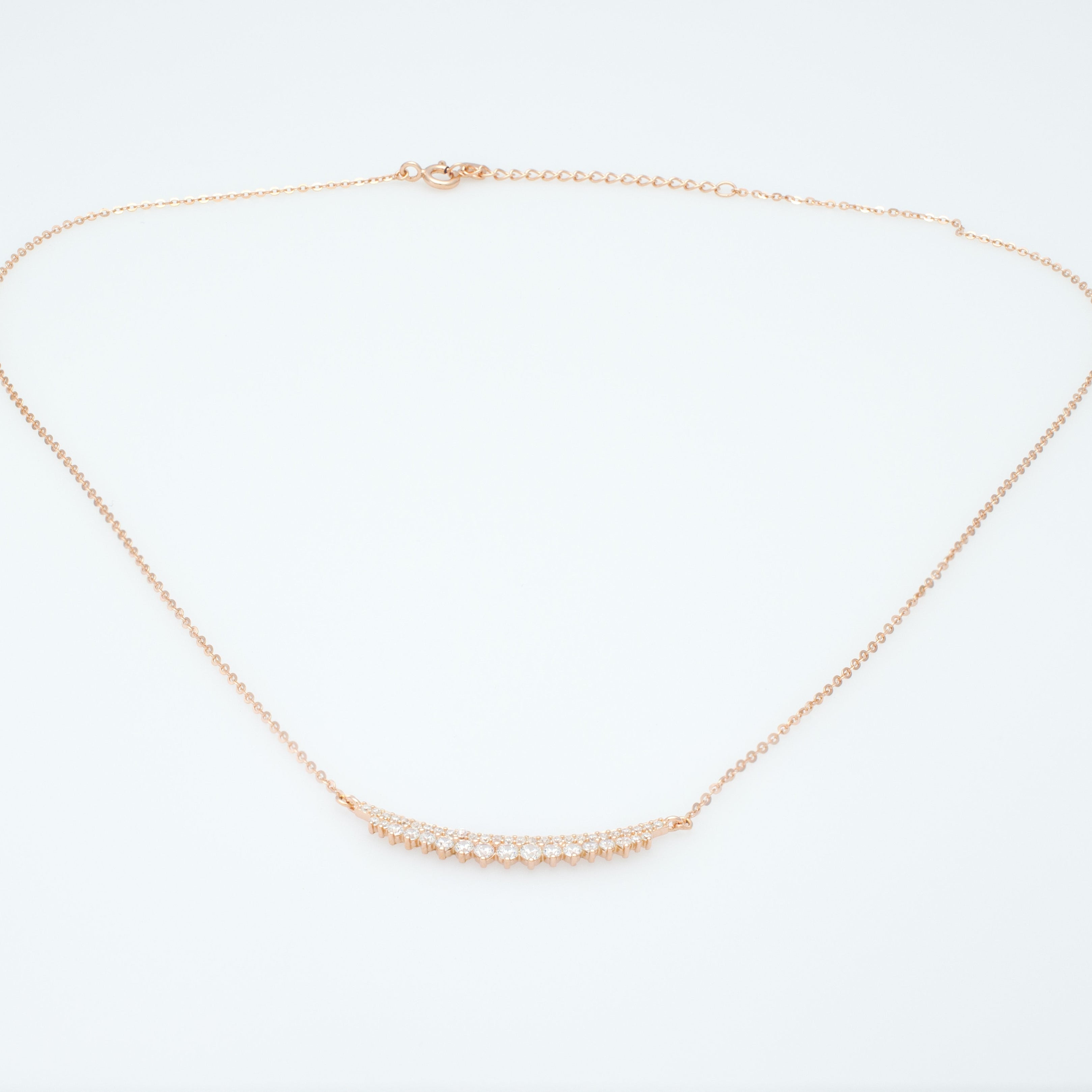 Cubic Zirconia Bar Necklace in Rose Gold Plated Silver