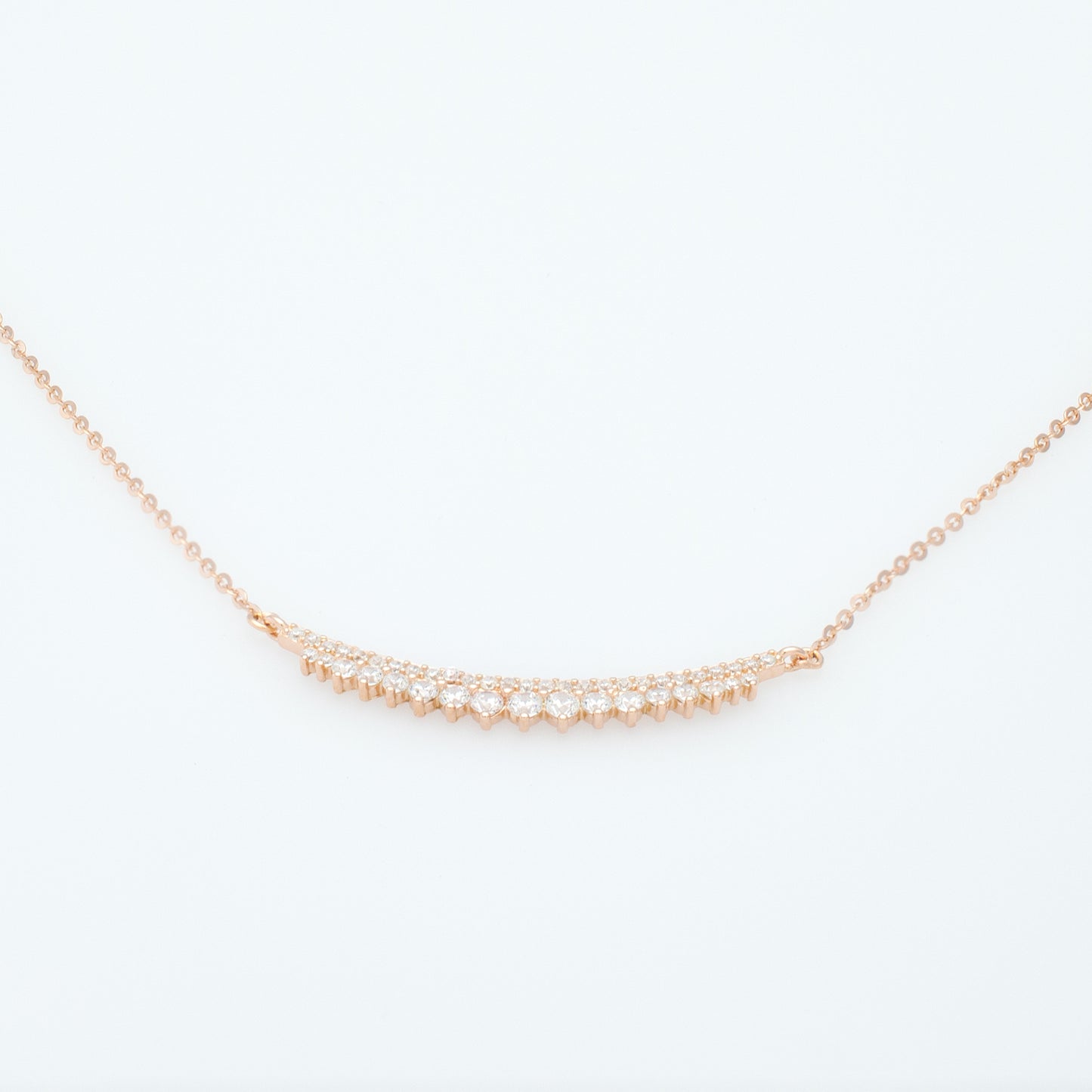 Cubic Zirconia Bar Necklace in Rose Gold Plated Silver