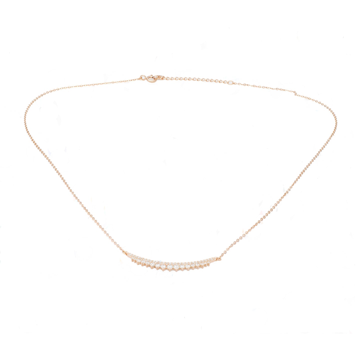Cubic Zirconia Bar Necklace in Rose Gold Plated Silver