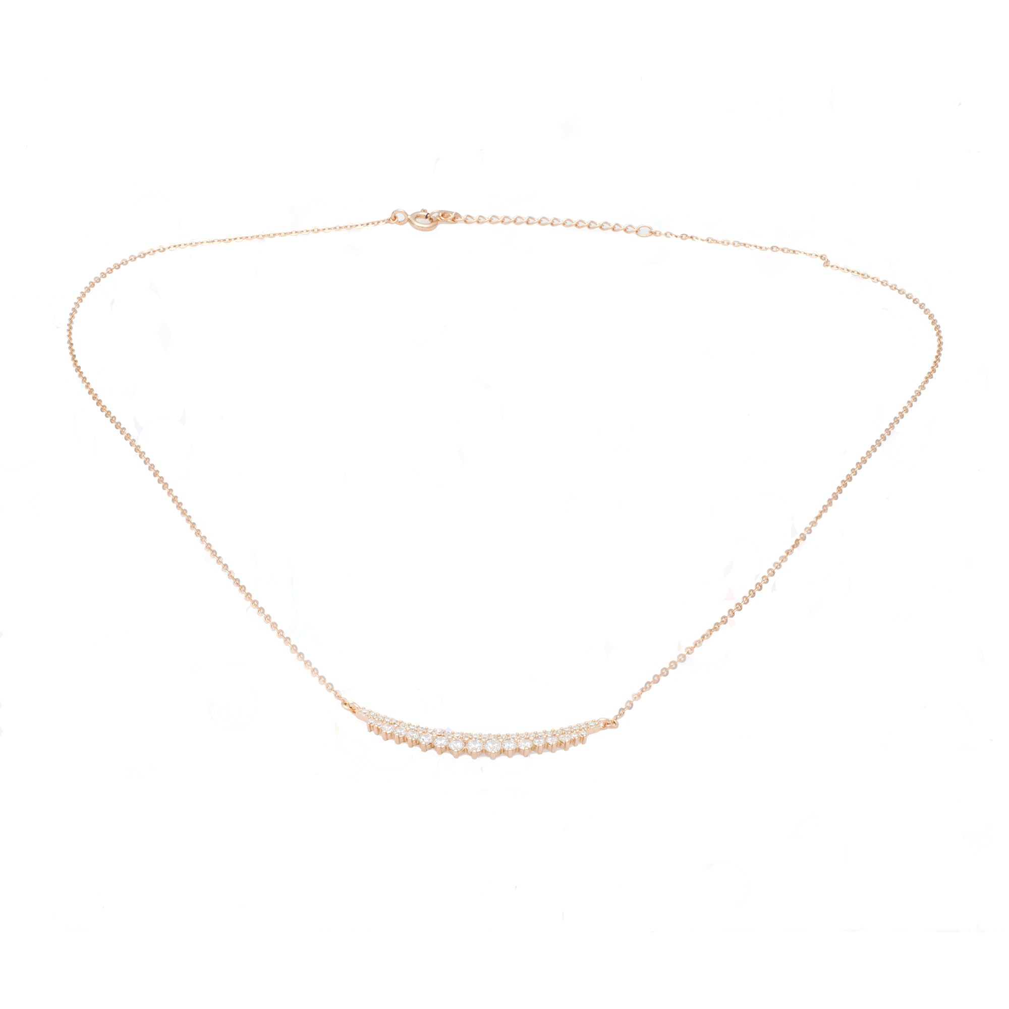 Cubic Zirconia Bar Necklace in Rose Gold Plated Silver