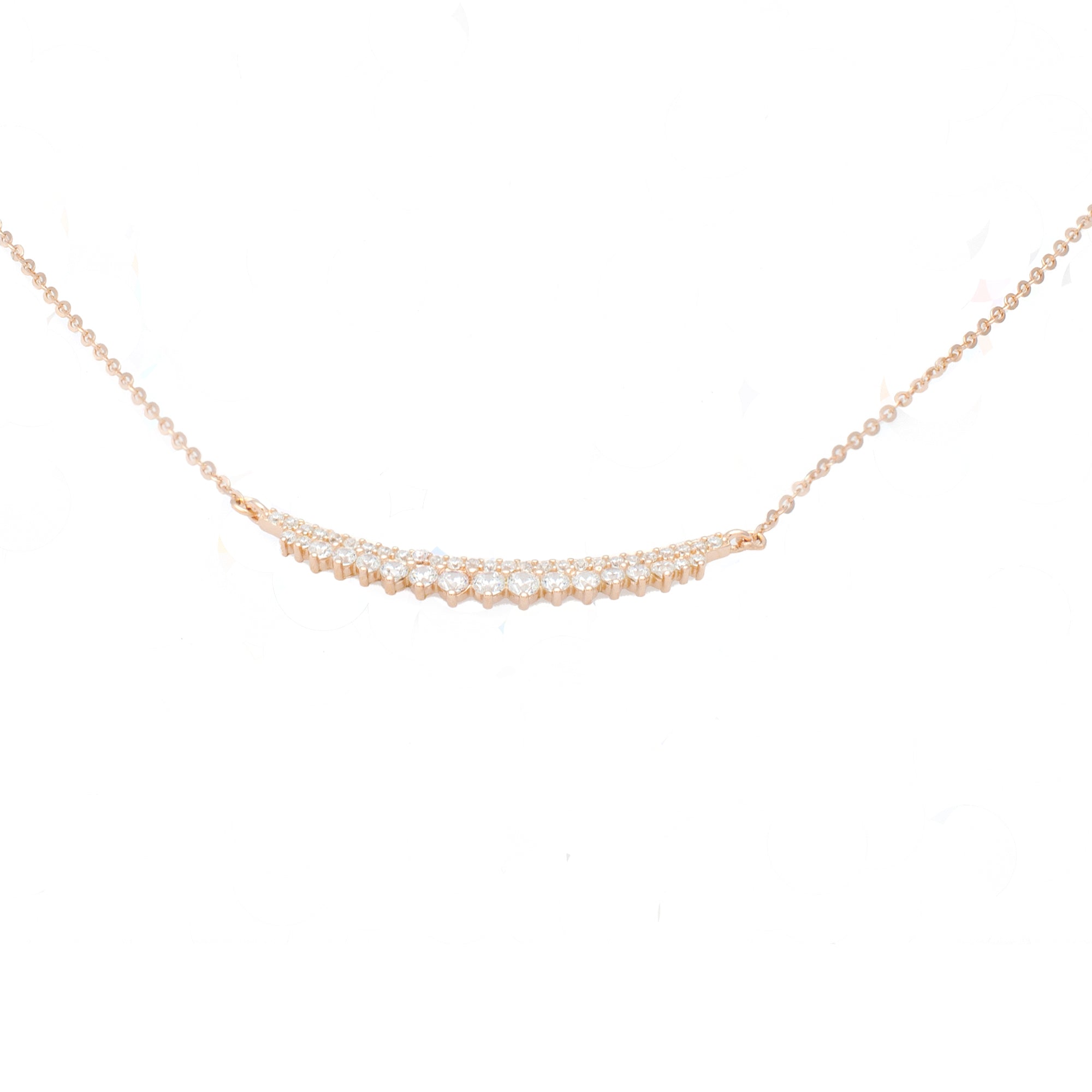 Cubic Zirconia Bar Necklace in Rose Gold Plated Silver