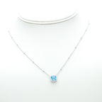 Blue Cubic Zirconia Halo Pendant Necklace