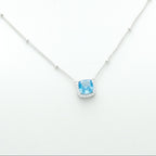Blue Cubic Zirconia Halo Pendant Necklace