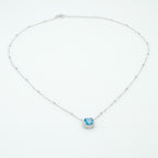 Blue Cubic Zirconia Halo Pendant Necklace