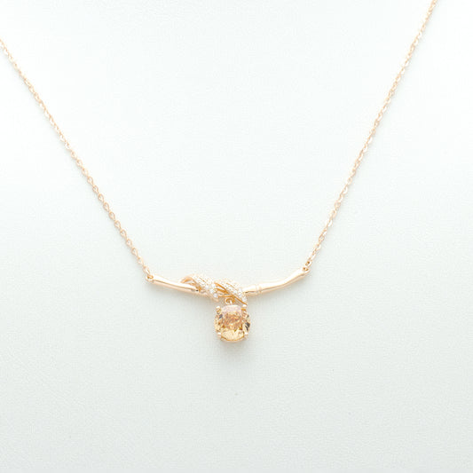 Pink/Citrine Cubic Zirconia Bamboo-Inspired Pendant Necklace