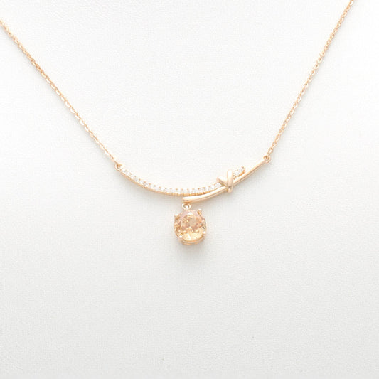 Champagne Cubic Zirconia Bamboo Pendant Necklace in Rose Gold