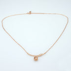 Champagne Cubic Zirconia Bamboo Pendant Necklace in Rose Gold