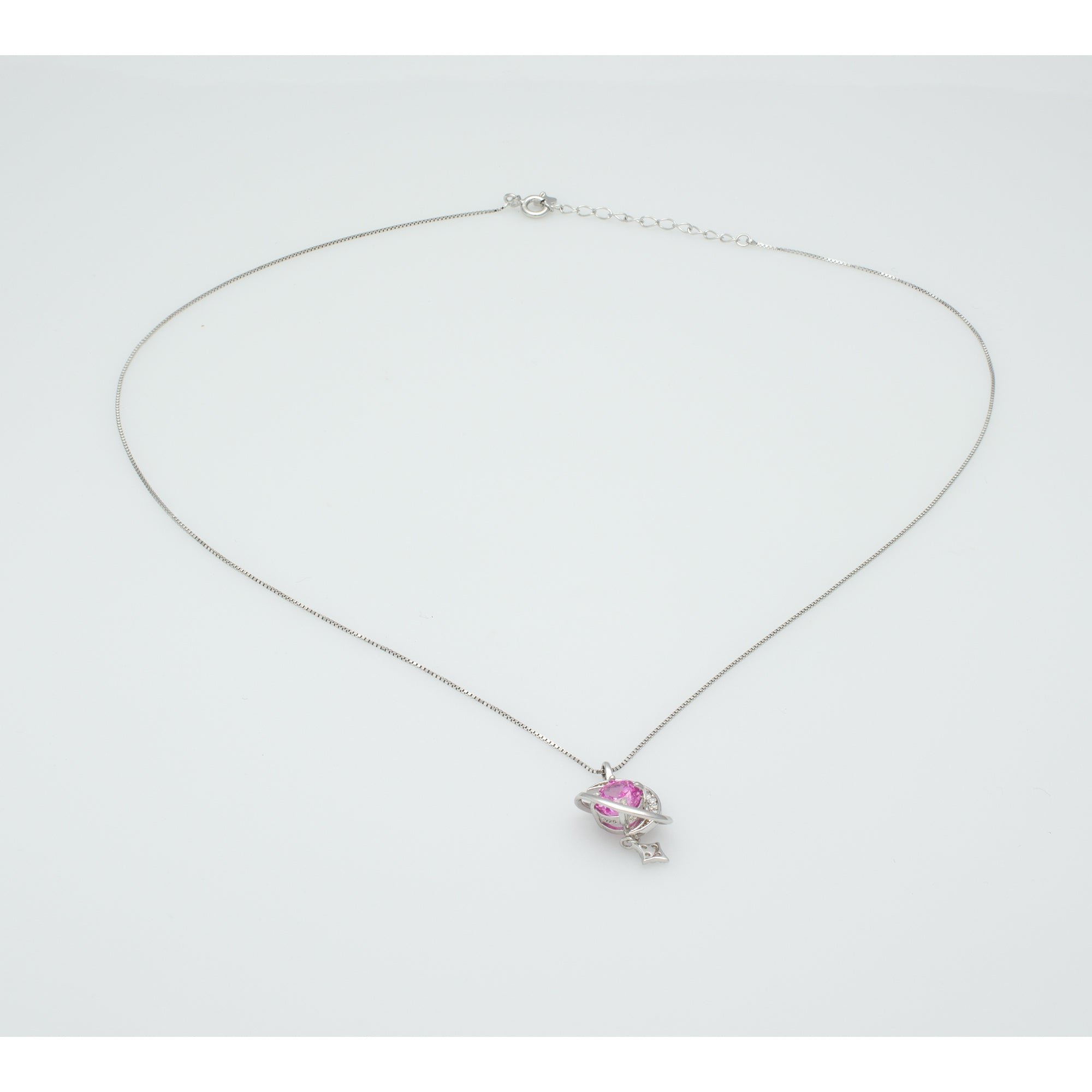 Celestial Blue/Pink Planet Pendant Necklace