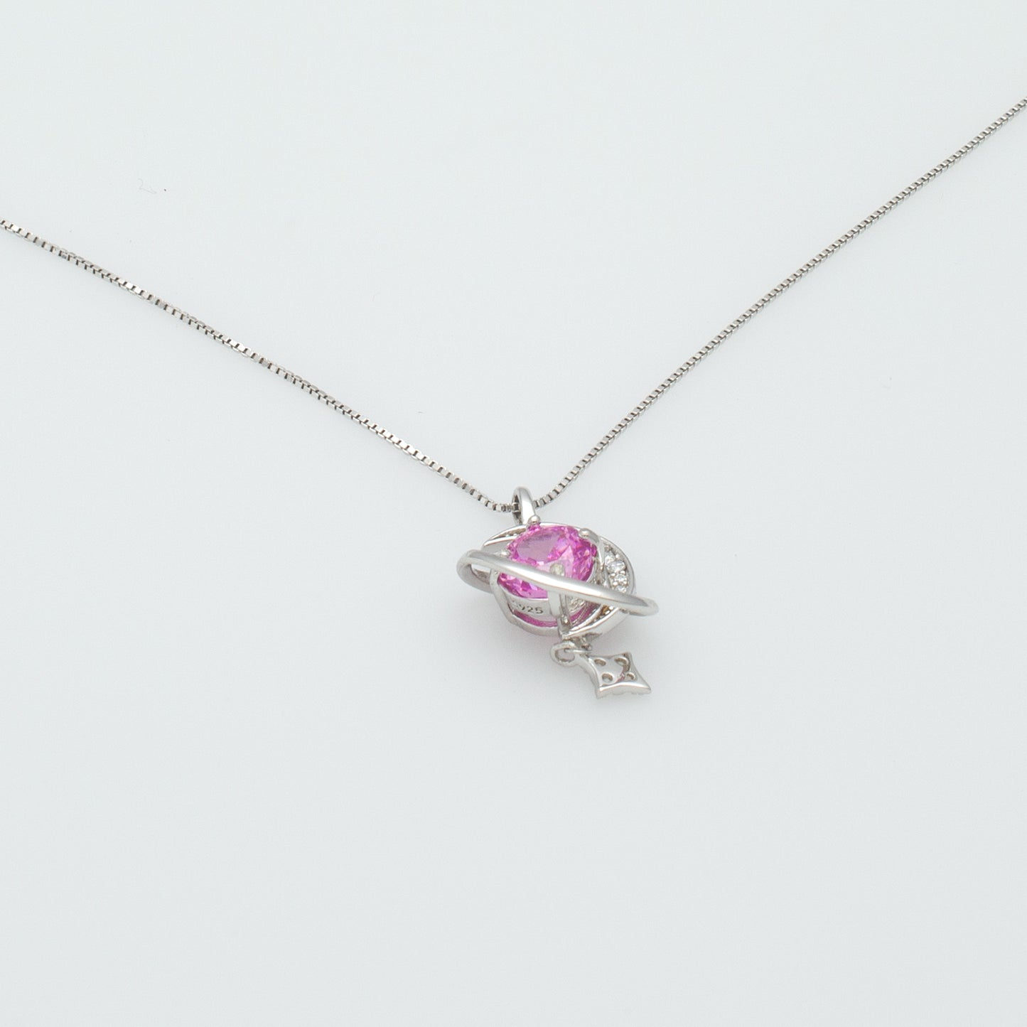 Celestial Blue/Pink Planet Pendant Necklace