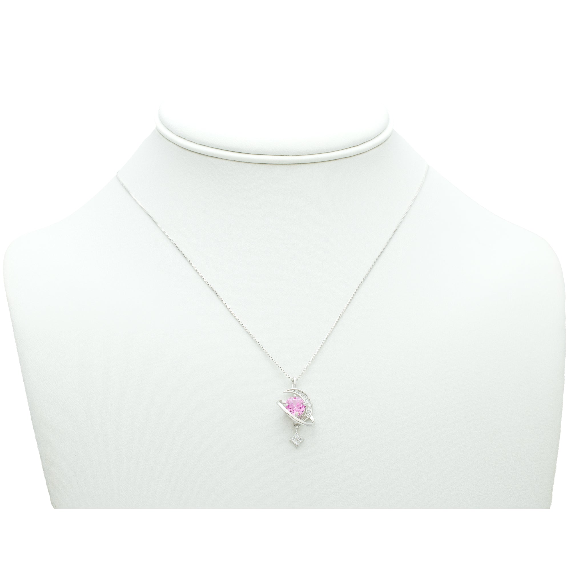 Celestial Blue/Pink Planet Pendant Necklace