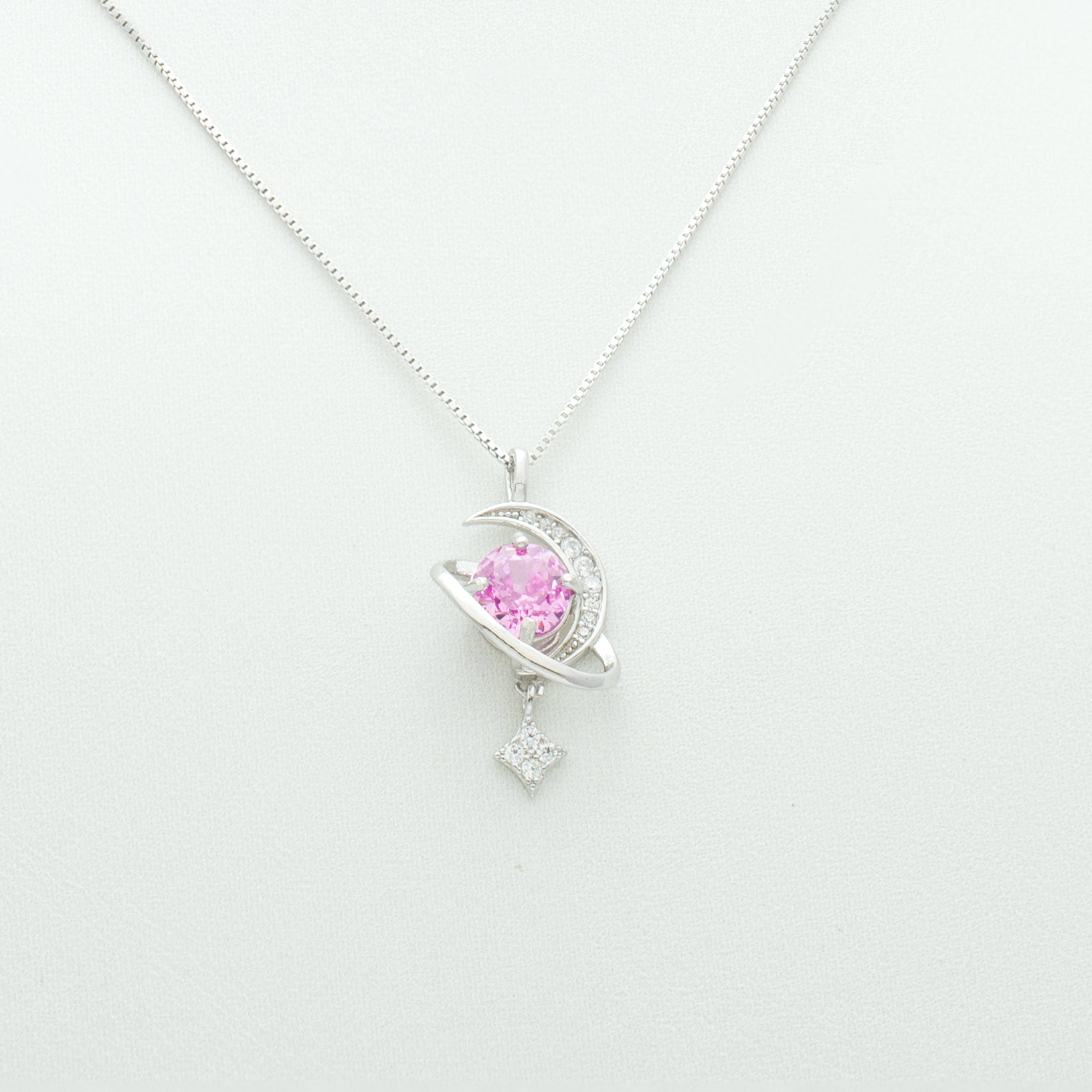 Celestial Blue/Pink Planet Pendant Necklace