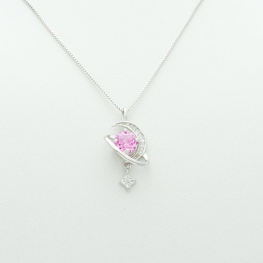 Celestial Blue/Pink Planet Pendant Necklace