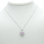 Heart Pendant Necklace with Cubic Zirconia Halo