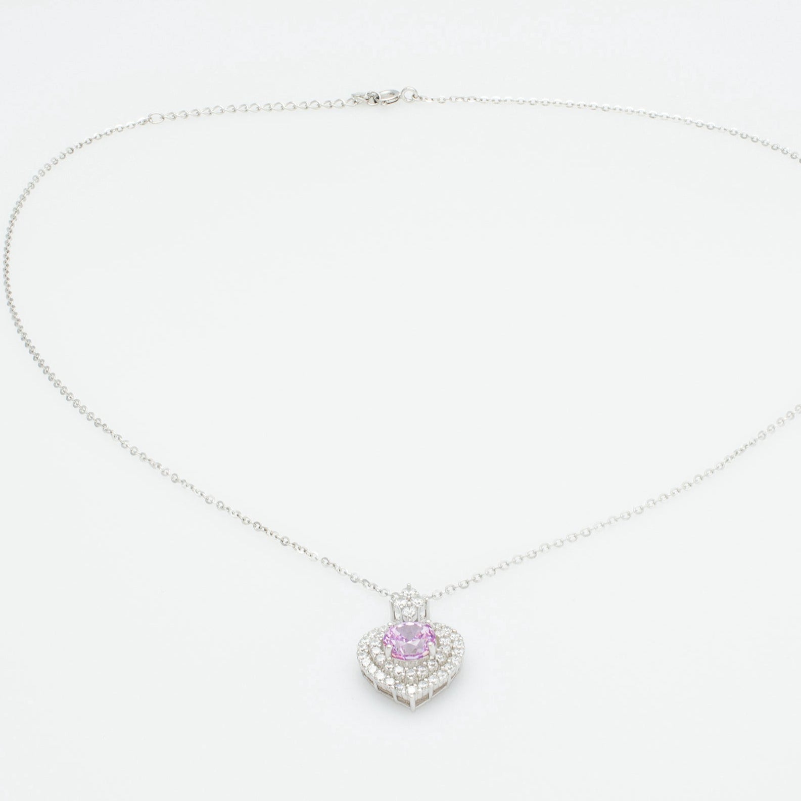Heart Pendant Necklace with Cubic Zirconia Halo