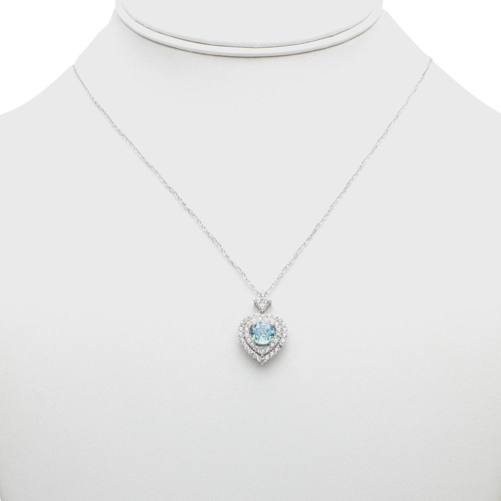 Heart Pendant Necklace with Cubic Zirconia Halo