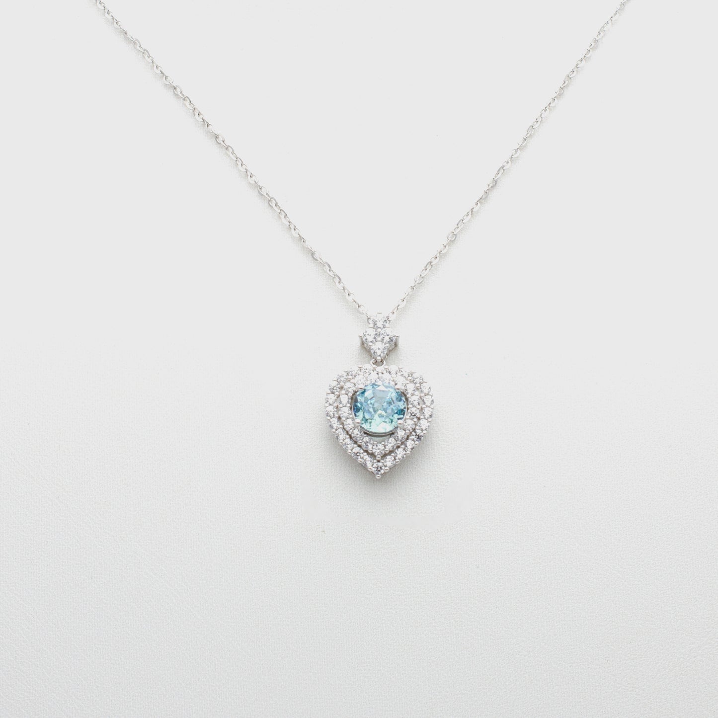 Heart Pendant Necklace with Cubic Zirconia Halo