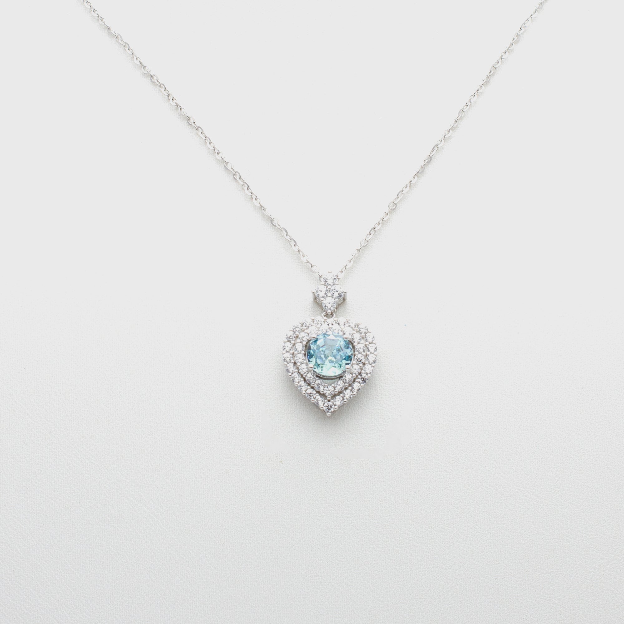 Heart Pendant Necklace with Cubic Zirconia Halo