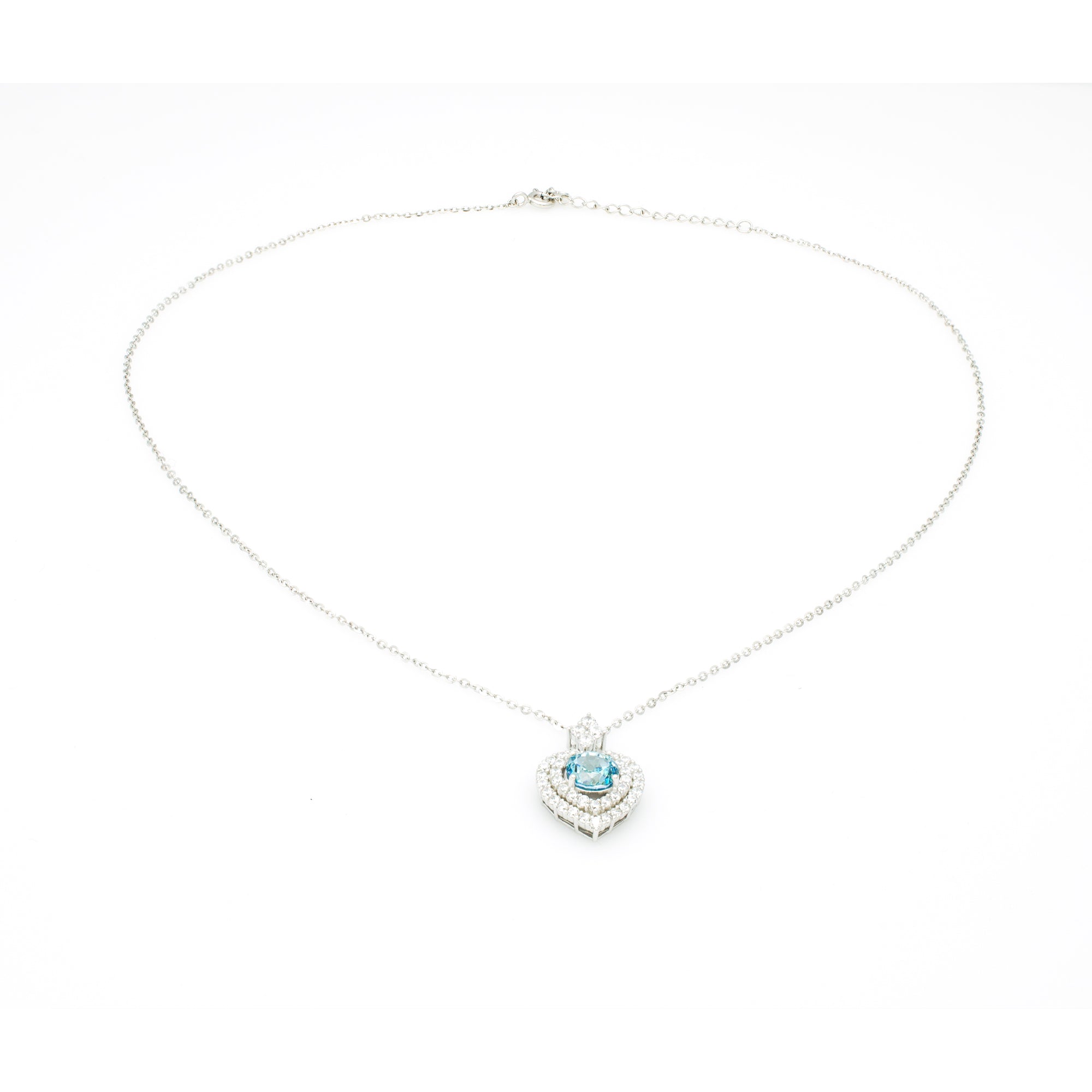 Heart Pendant Necklace with Cubic Zirconia Halo