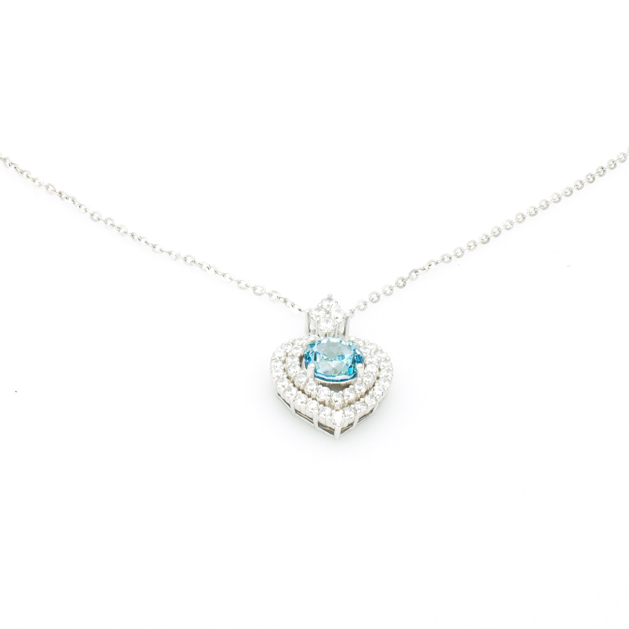 Heart Pendant Necklace with Cubic Zirconia Halo