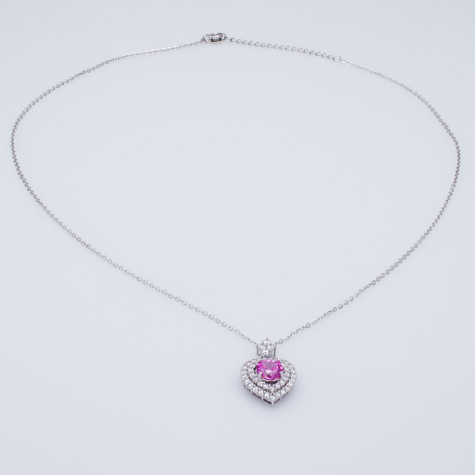 Heart Pendant Necklace with Cubic Zirconia Halo