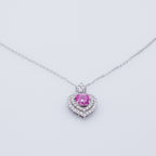 Heart Pendant Necklace with Cubic Zirconia Halo