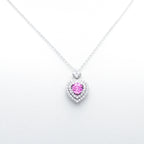 Heart Pendant Necklace with Cubic Zirconia Halo