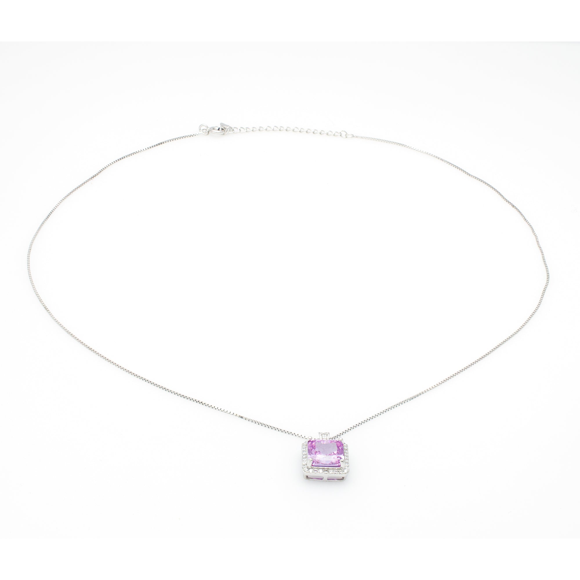 Square Gemstone Pendant Necklace