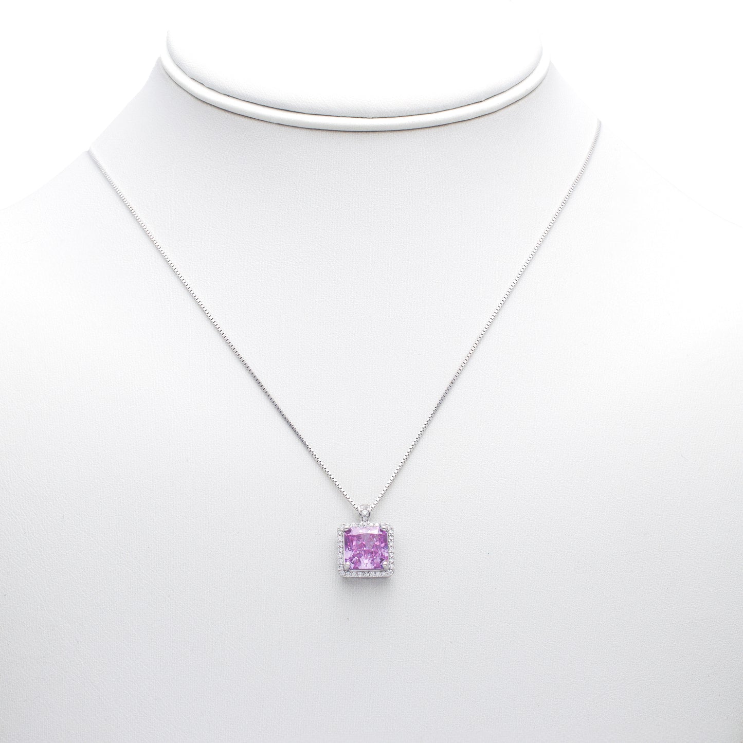 Square Gemstone Pendant Necklace