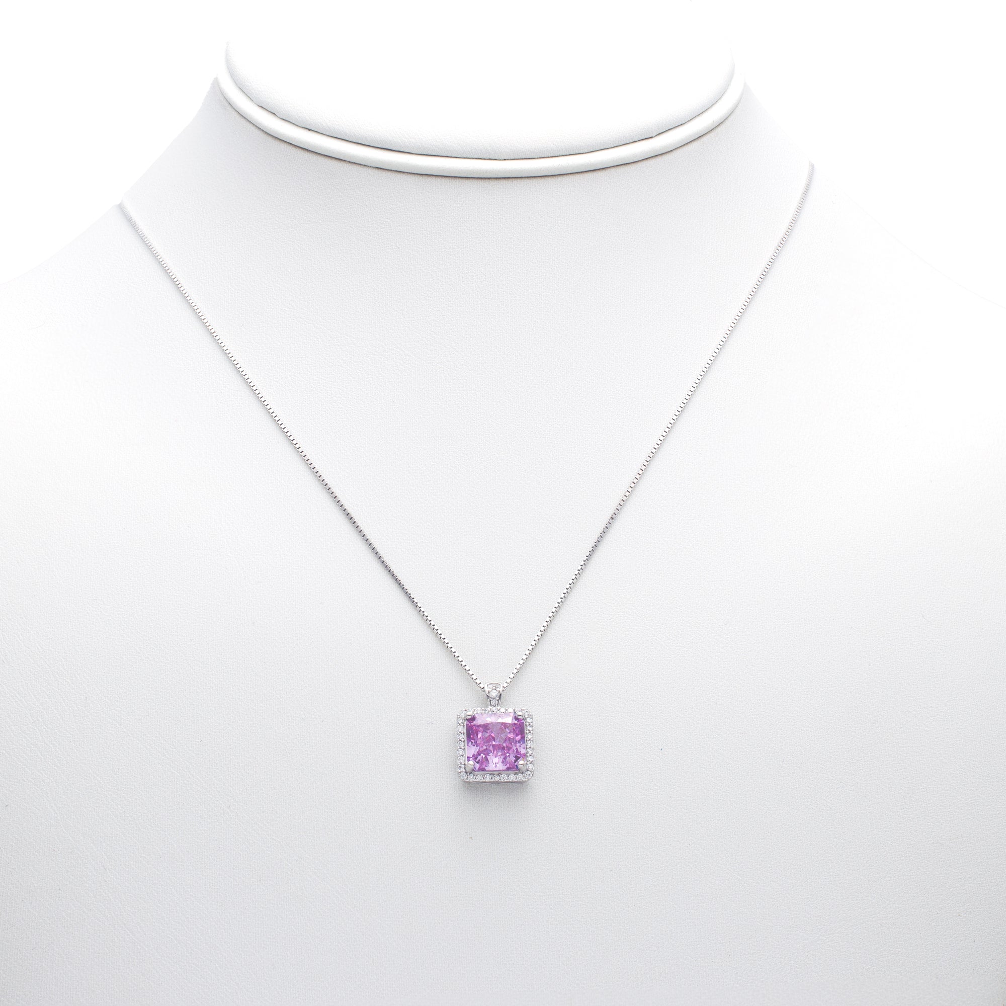 Square Gemstone Pendant Necklace
