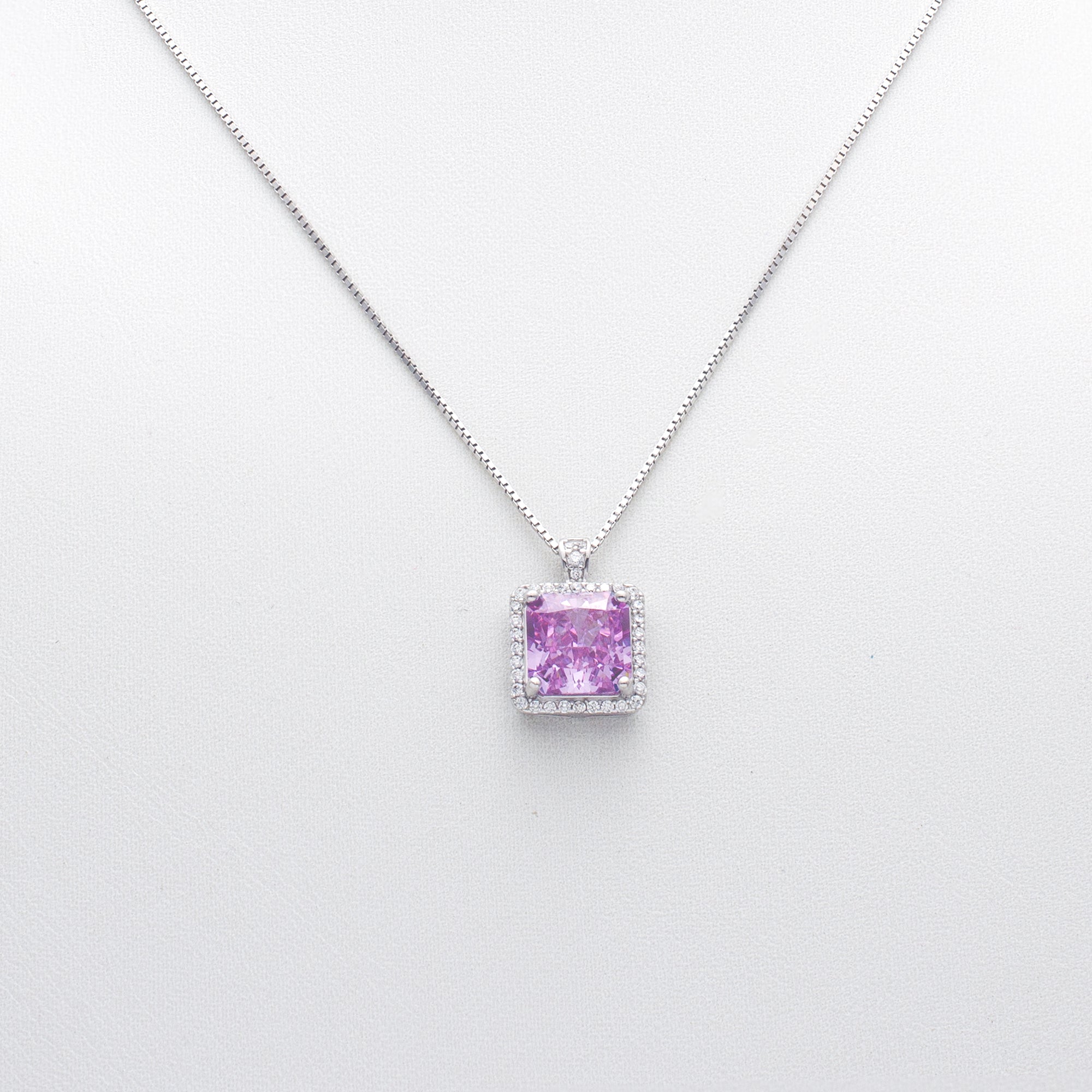 Square Gemstone Pendant Necklace