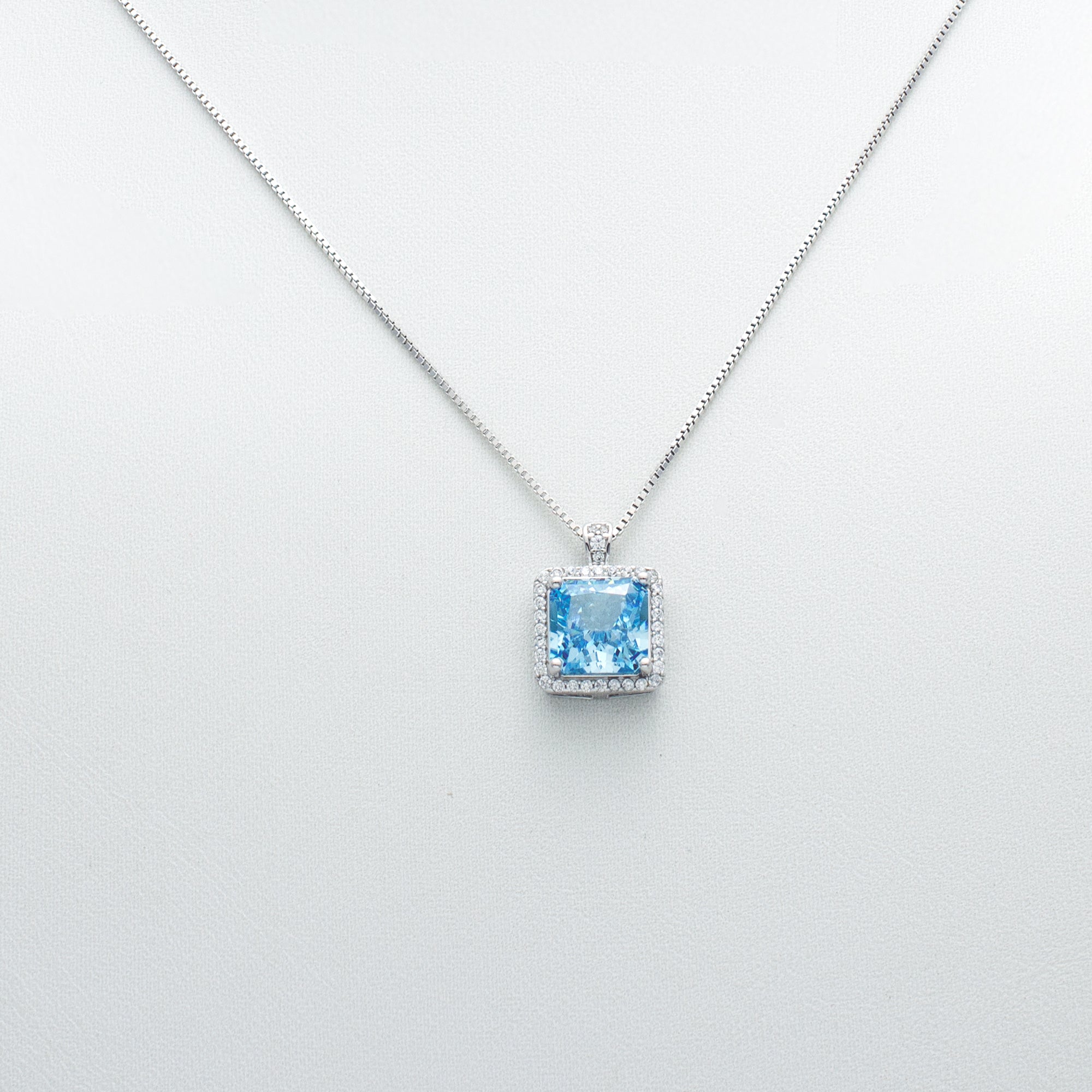 Square Gemstone Pendant Necklace