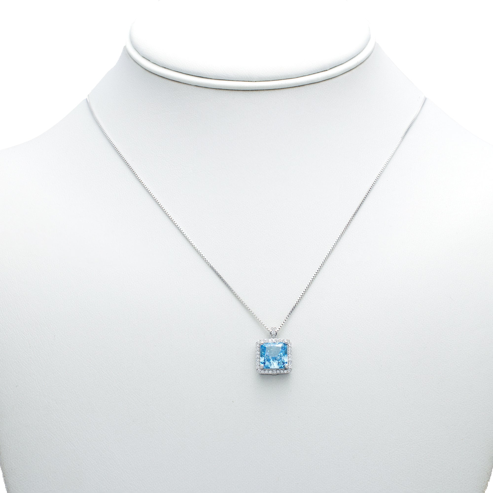 Square Gemstone Pendant Necklace