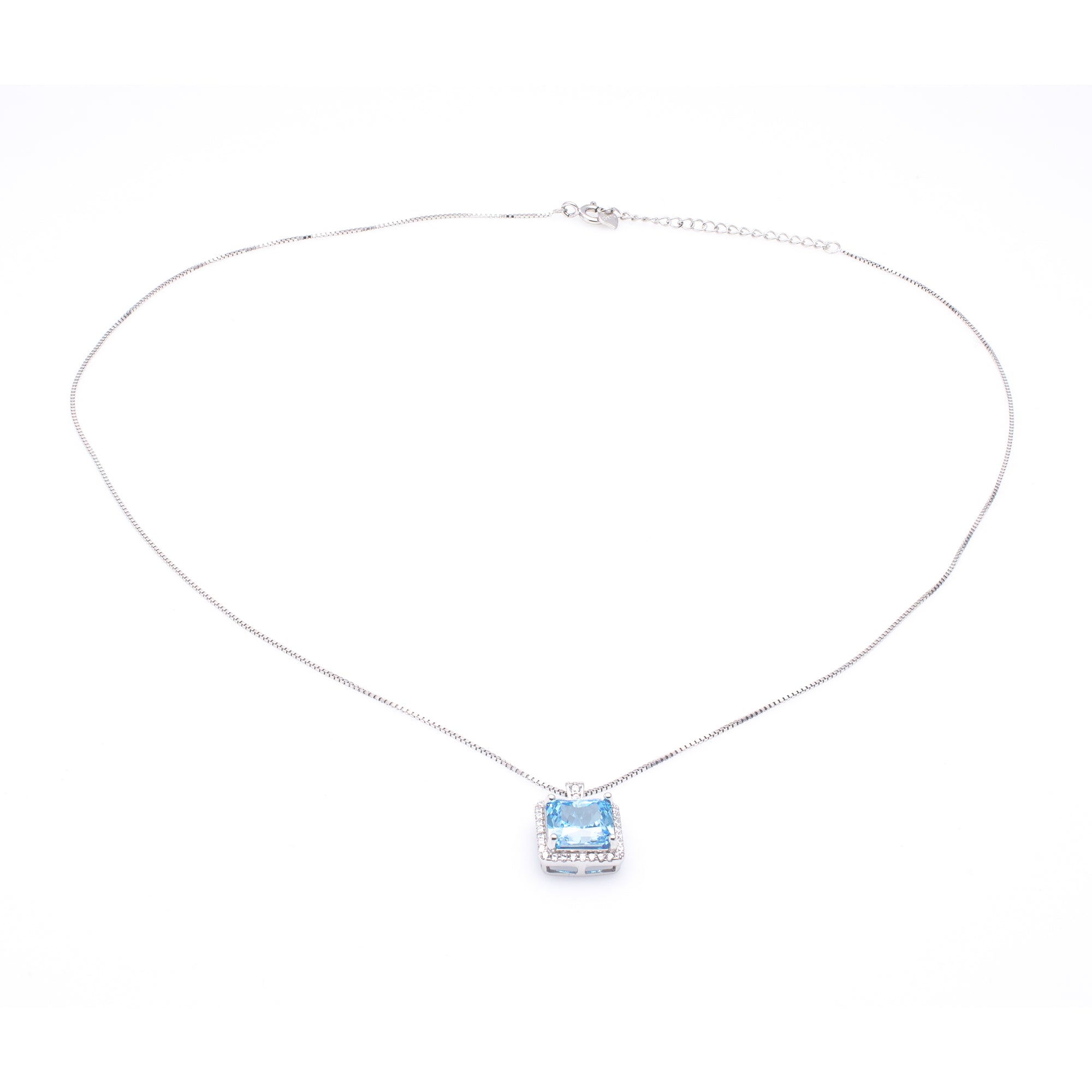 Square Gemstone Pendant Necklace