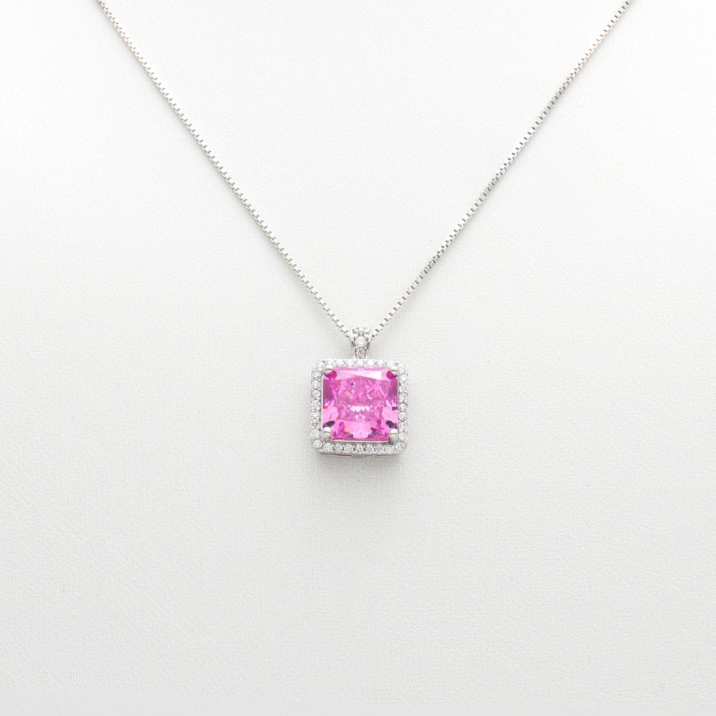 Square Gemstone Pendant Necklace