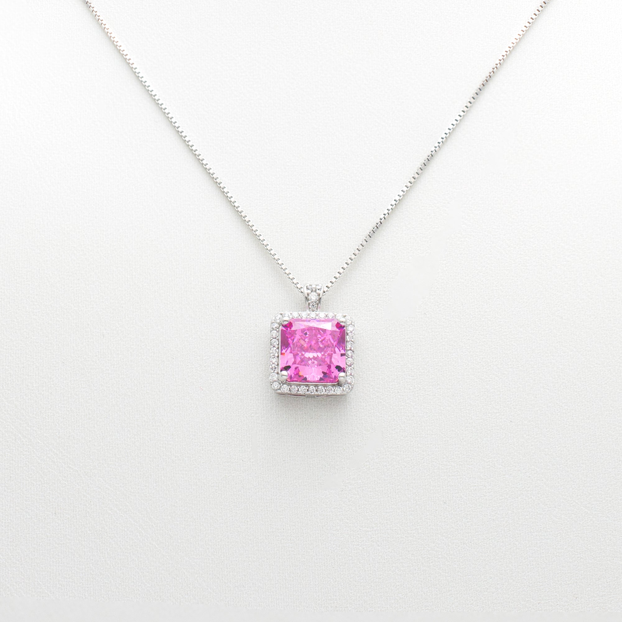 Square Gemstone Pendant Necklace