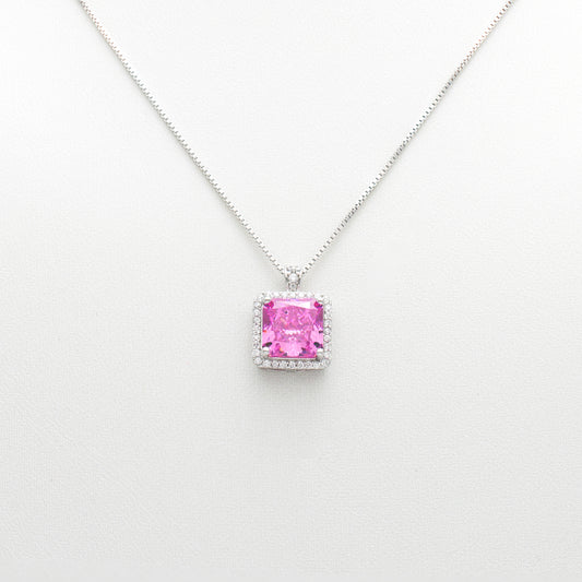 Square Gemstone Pendant Necklace