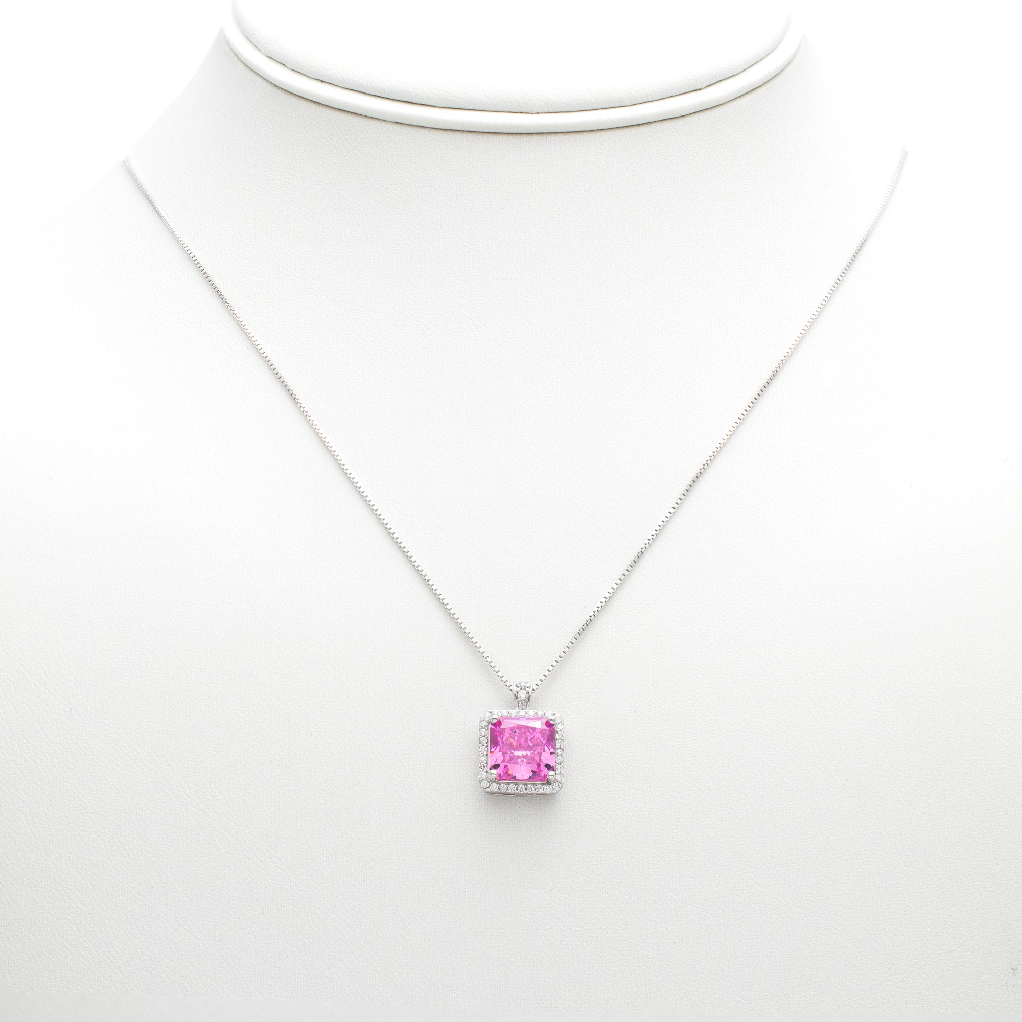 Square Gemstone Pendant Necklace
